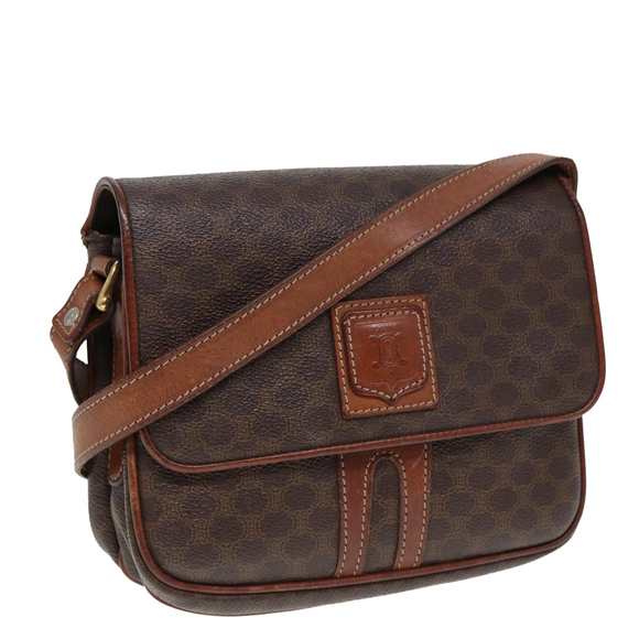 CELINE Macadam Canvas Shoulder Bag PVC Leather Brown Auth 79666 - Picture 1 of 16